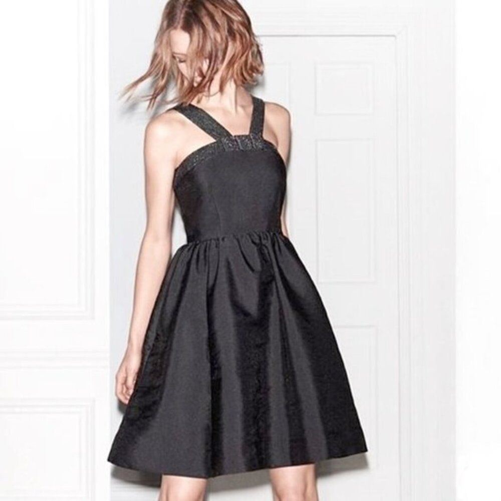 Kate Spade ‘Pave Fit and Flare’ Black Formal Dress with gemmed bow ~ Size: 8